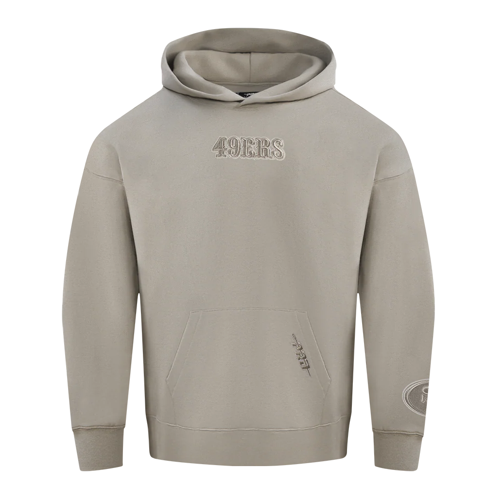 NFL SAN FRANCISCO 49ERS WINGSPAN MEN'S DROP SHOULDER FLEECE PULLOVER HOODIE (TAUPE) - Image 3