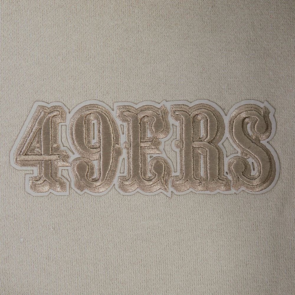NFL SAN FRANCISCO 49ERS WINGSPAN MEN'S DROP SHOULDER FLEECE PULLOVER HOODIE (TAUPE) - Image 7