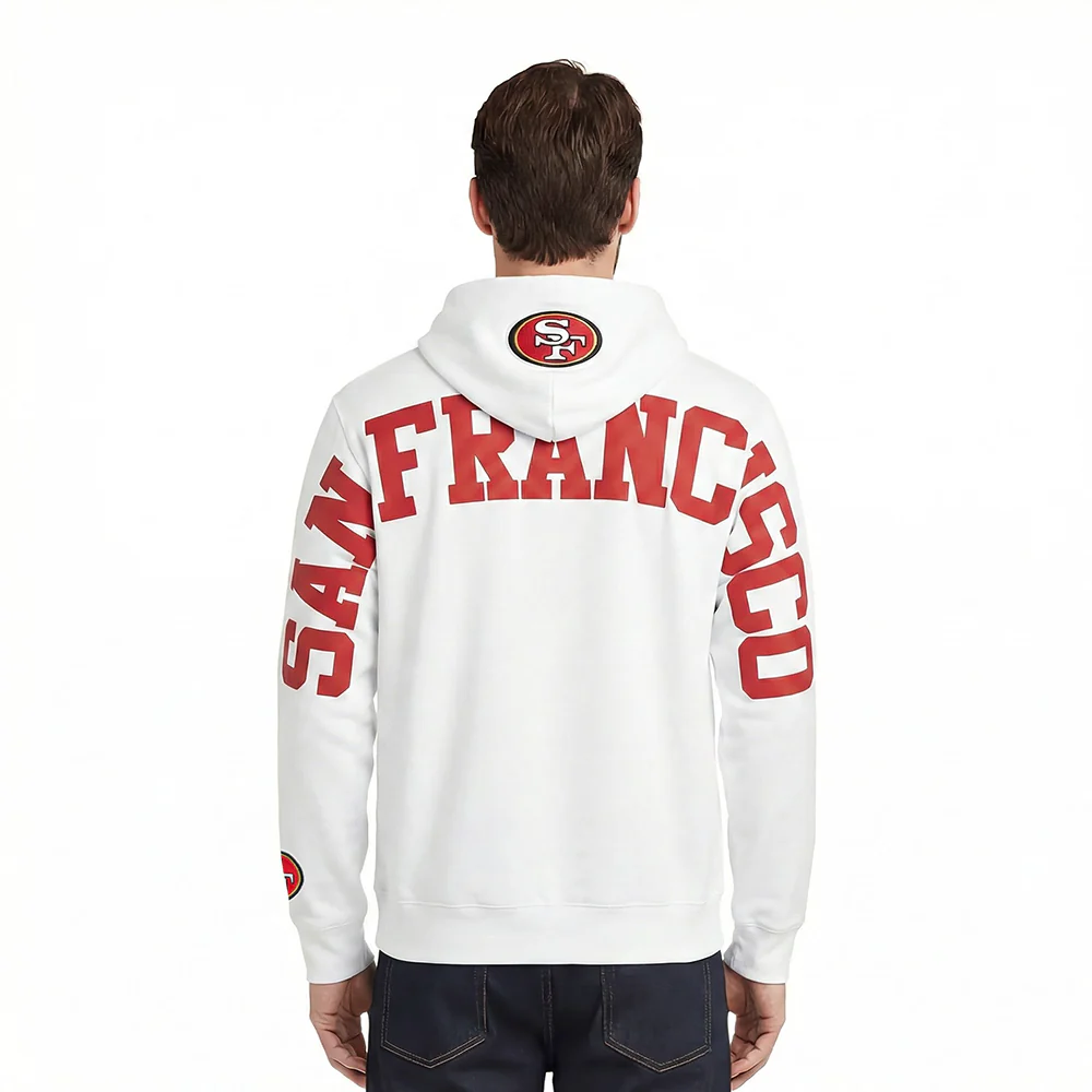 NFL SAN FRANCISCO 49ERS WINGSPAN MEN'S DROP SHOULDER FLC PO HOODIE (WHITE)