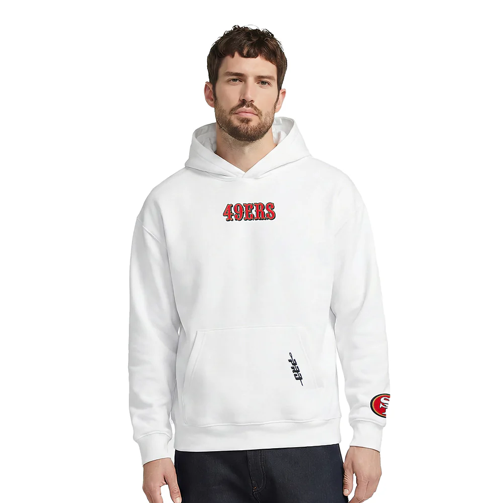 NFL SAN FRANCISCO 49ERS WINGSPAN MEN'S DROP SHOULDER FLC PO HOODIE (WHITE) - Image 2