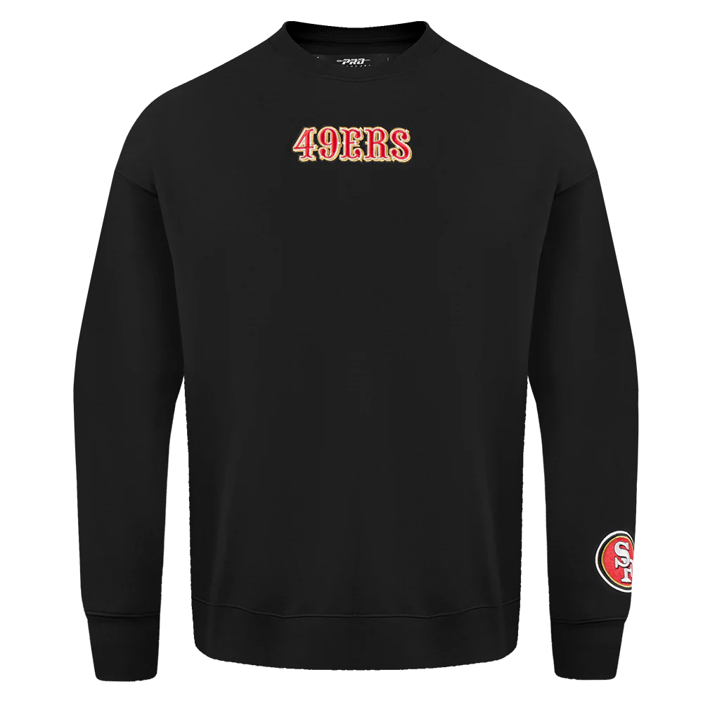 NFL SAN FRANCISCO 49ERS WINGSPAN MEN'S DROP SHOULDER FLEECE CREWNECK (BLACK) - Image 3
