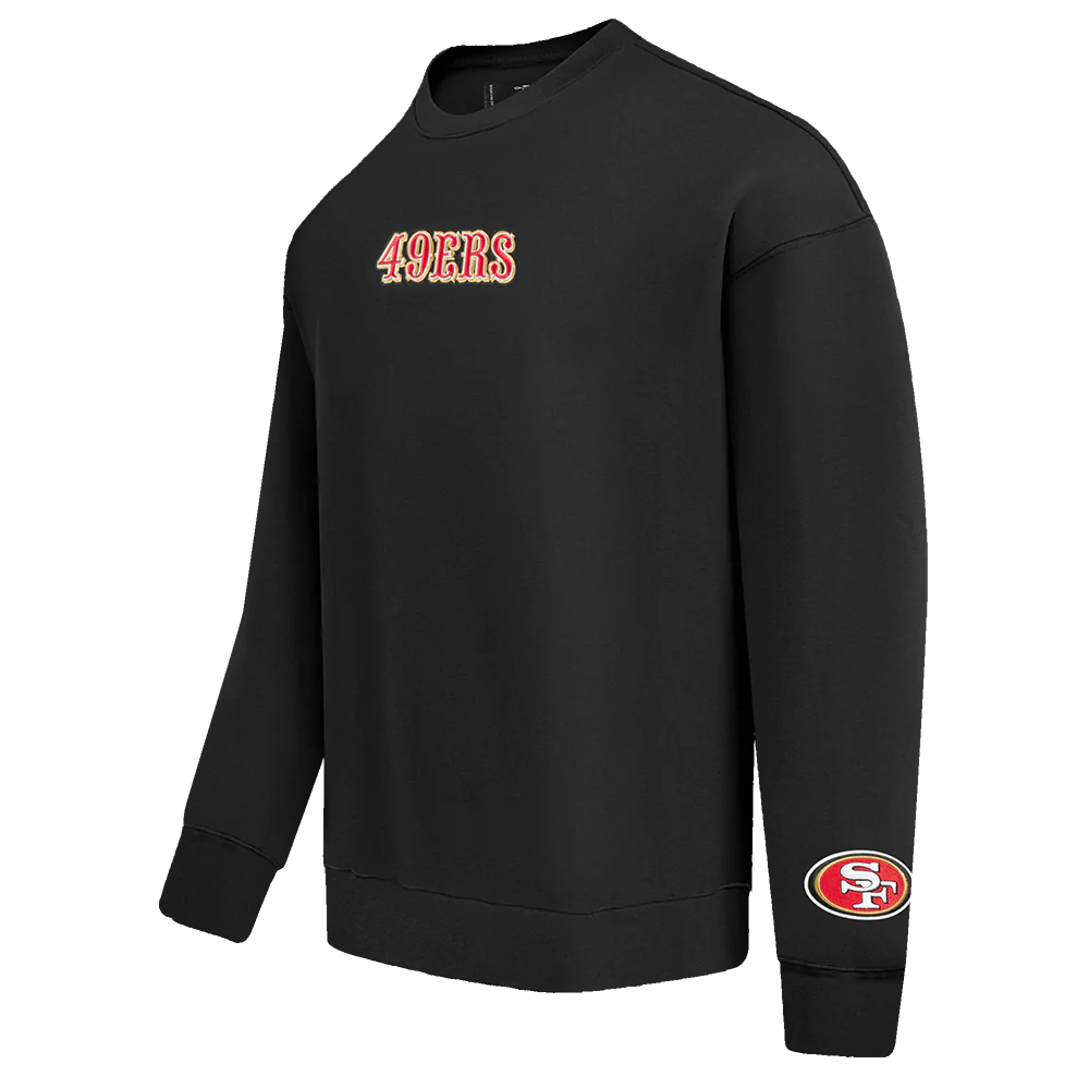 NFL SAN FRANCISCO 49ERS WINGSPAN MEN'S DROP SHOULDER FLEECE CREWNECK (BLACK) - Image 6
