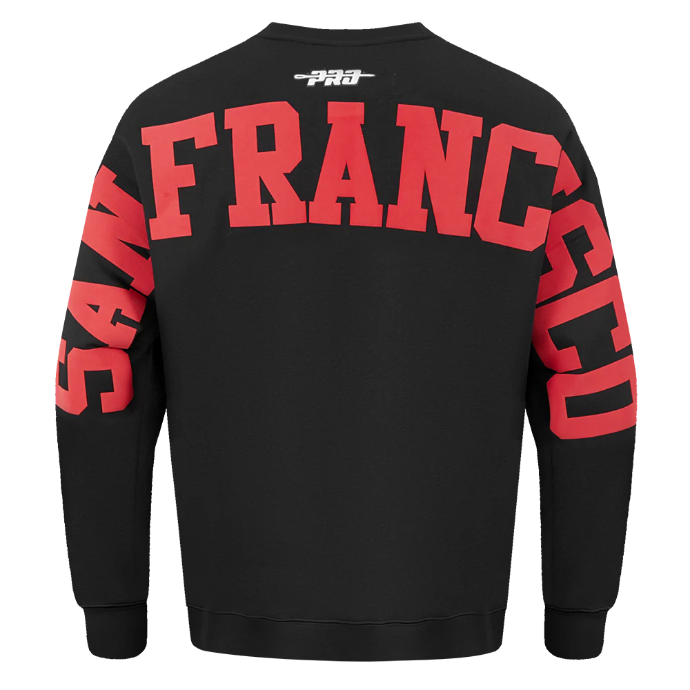 NFL SAN FRANCISCO 49ERS WINGSPAN MEN'S DROP SHOULDER FLEECE CREWNECK (BLACK) - Image 7
