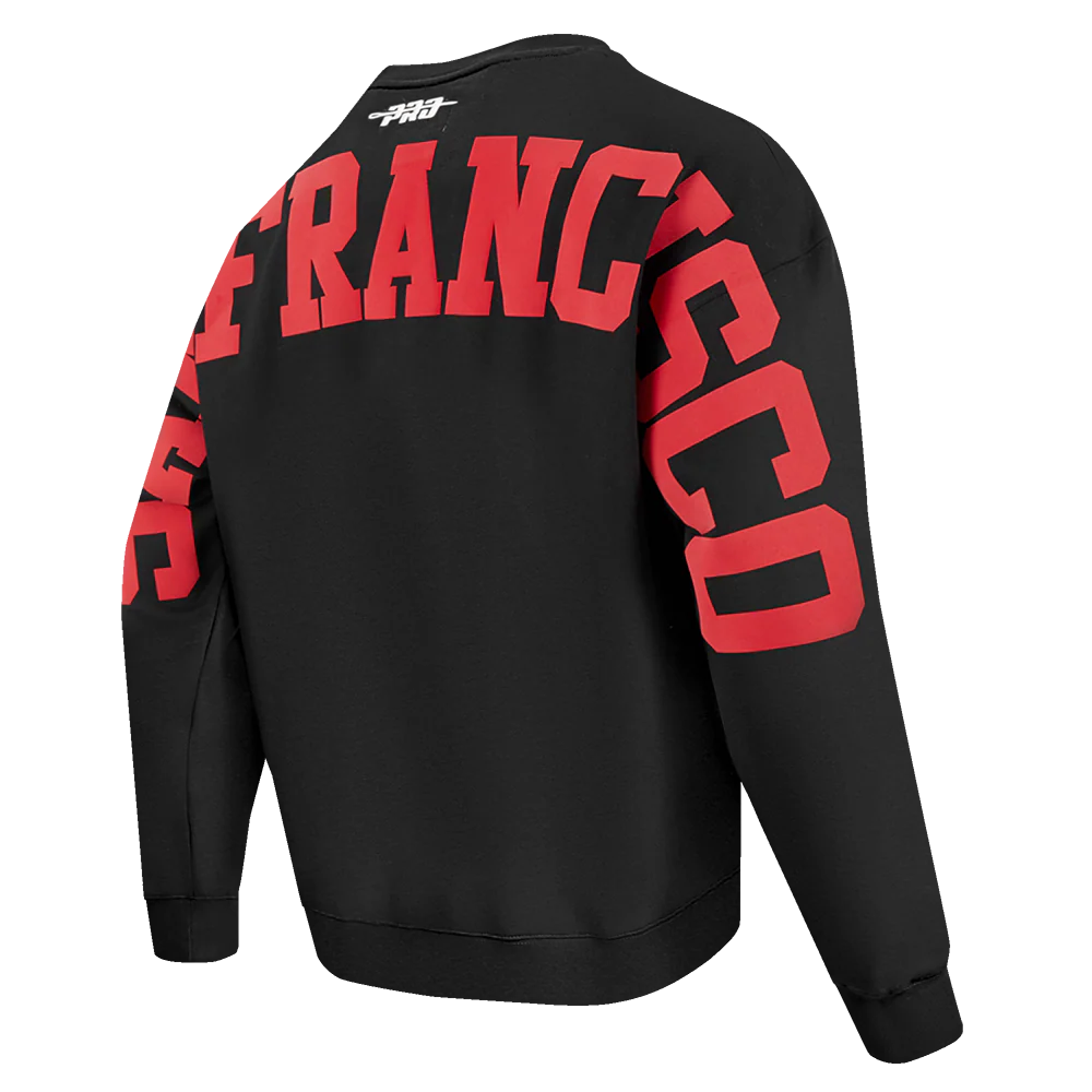 NFL SAN FRANCISCO 49ERS WINGSPAN MEN'S DROP SHOULDER FLEECE CREWNECK (BLACK) - Image 8