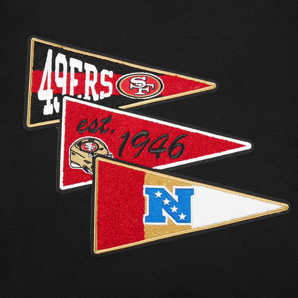 NFL SAN FRANCISCO 49ERS TEAM PENNANTS MEN'S RIB FLEECE PULLOVER HOODIE (BLACK/RED/BLACK) - Image 7