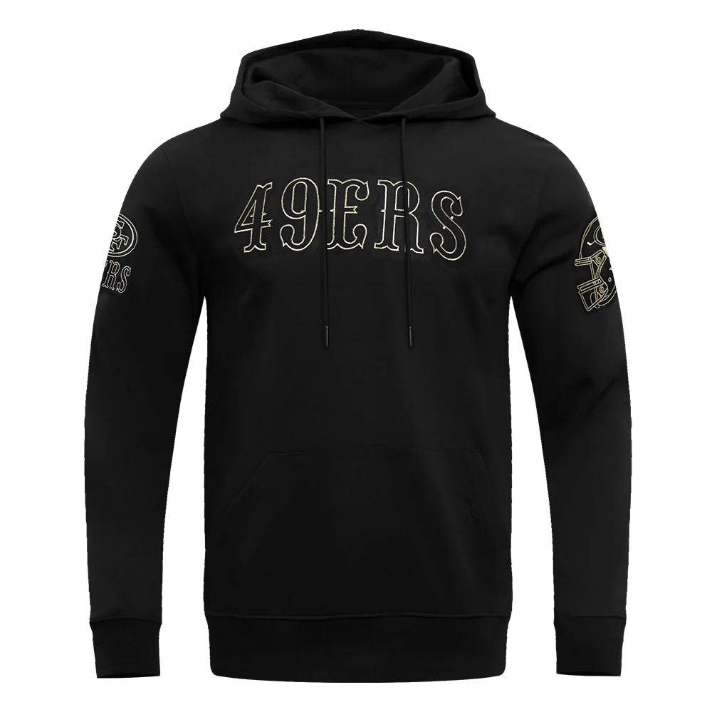 NFL SAN FRANCISCO 49ERS BLACK & GOLD MEN'S DOUBLE KNIT PULLOVER HOODIE (BLACK)