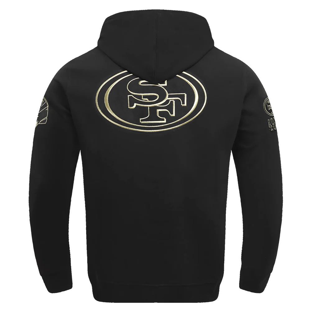 NFL SAN FRANCISCO 49ERS BLACK & GOLD MEN'S DOUBLE KNIT PULLOVER HOODIE (BLACK) - Image 3