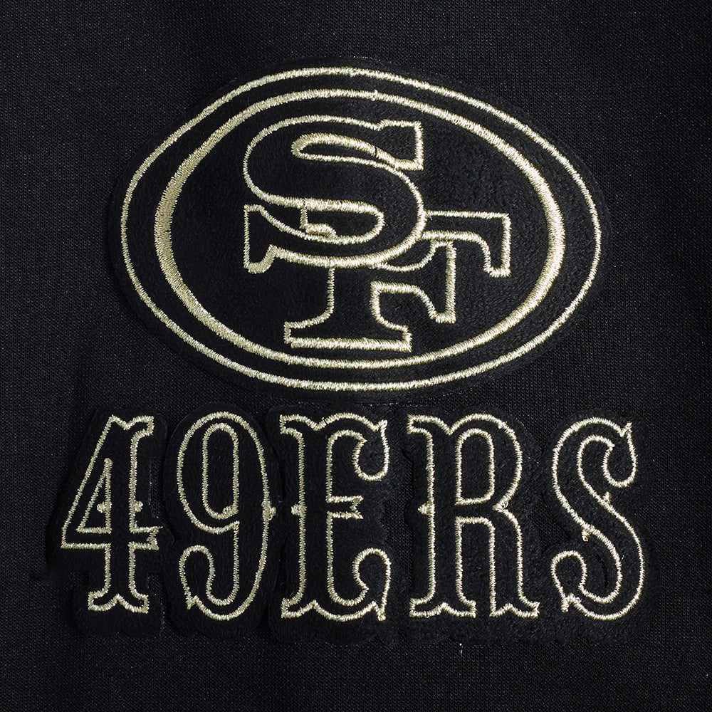 NFL SAN FRANCISCO 49ERS BLACK & GOLD MEN'S DOUBLE KNIT PULLOVER HOODIE (BLACK) - Image 6