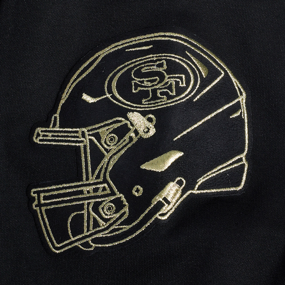 NFL SAN FRANCISCO 49ERS BLACK & GOLD MEN'S DOUBLE KNIT PULLOVER HOODIE (BLACK) - Image 7