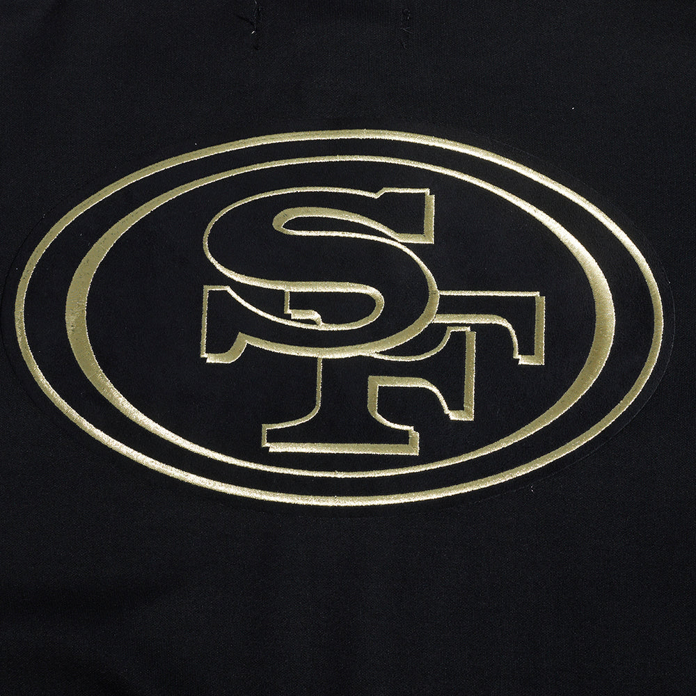 NFL SAN FRANCISCO 49ERS BLACK & GOLD MEN'S DOUBLE KNIT PULLOVER HOODIE (BLACK) - Image 8