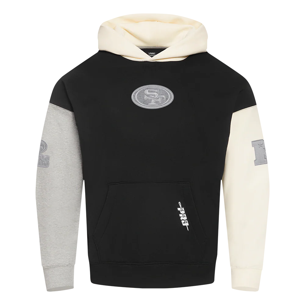 NFL SAN FRANCISCO 49ERS REVERSE FRENCH TERRY MEN'S COLOR BLOCK FLEECE PULLOVER HOODIE