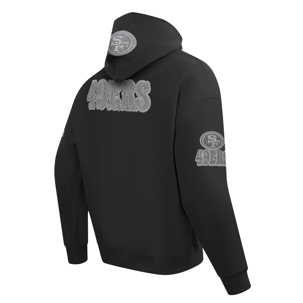 NFL SAN FRANCISCO 49ERS REVERSE FRENCH TERRY MEN'S DROP SHOULDER FLEECE PULLOVER HOODIE (BLACK) - Image 4