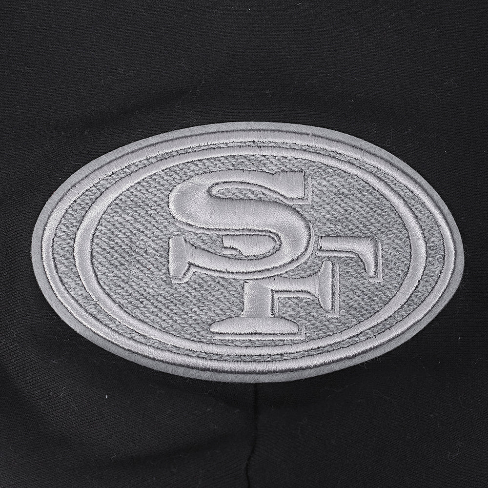 NFL SAN FRANCISCO 49ERS REVERSE FRENCH TERRY MEN'S DROP SHOULDER FLEECE PULLOVER HOODIE (BLACK) - Image 9