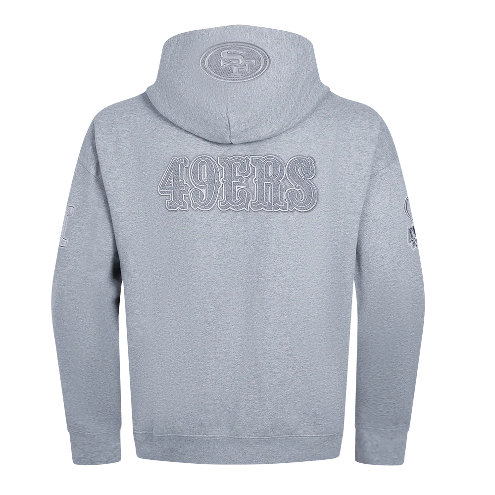 NFL SAN FRANCISCO 49ERS REVERSE FRENCH TERRY MEN'S DROP SHOULDER FLEECE PULLOVER HOODIE (DARK HEATHER GRAY) - Image 3