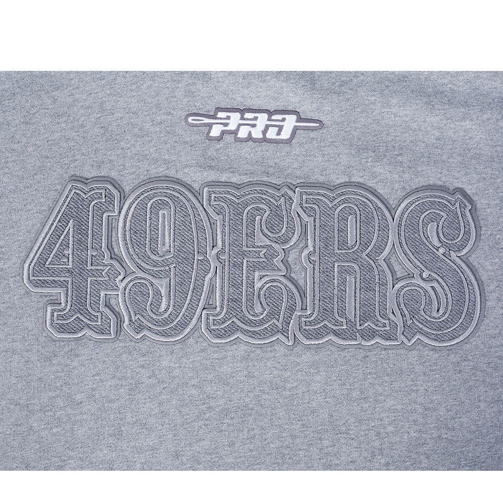 NFL SAN FRANCISCO 49ERS REVERSE FRENCH TERRY MEN'S DROP SHOULDER FLEECE PULLOVER HOODIE (DARK HEATHER GRAY) - Image 7