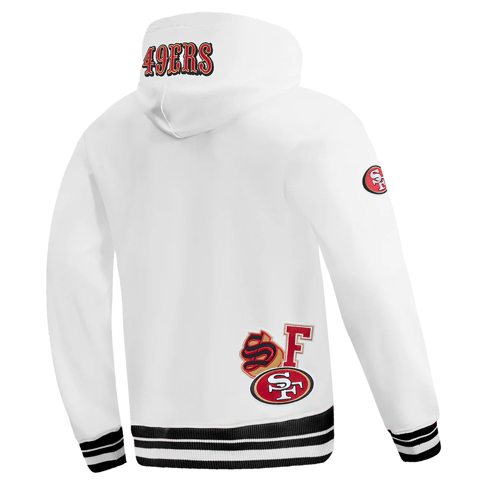 NFL SAN FRANCISCO 49ERS CITY RANSOM MEN'S RIB FLEECE PULLOVER HOODIE (WHITE/BLACK) - Image 4