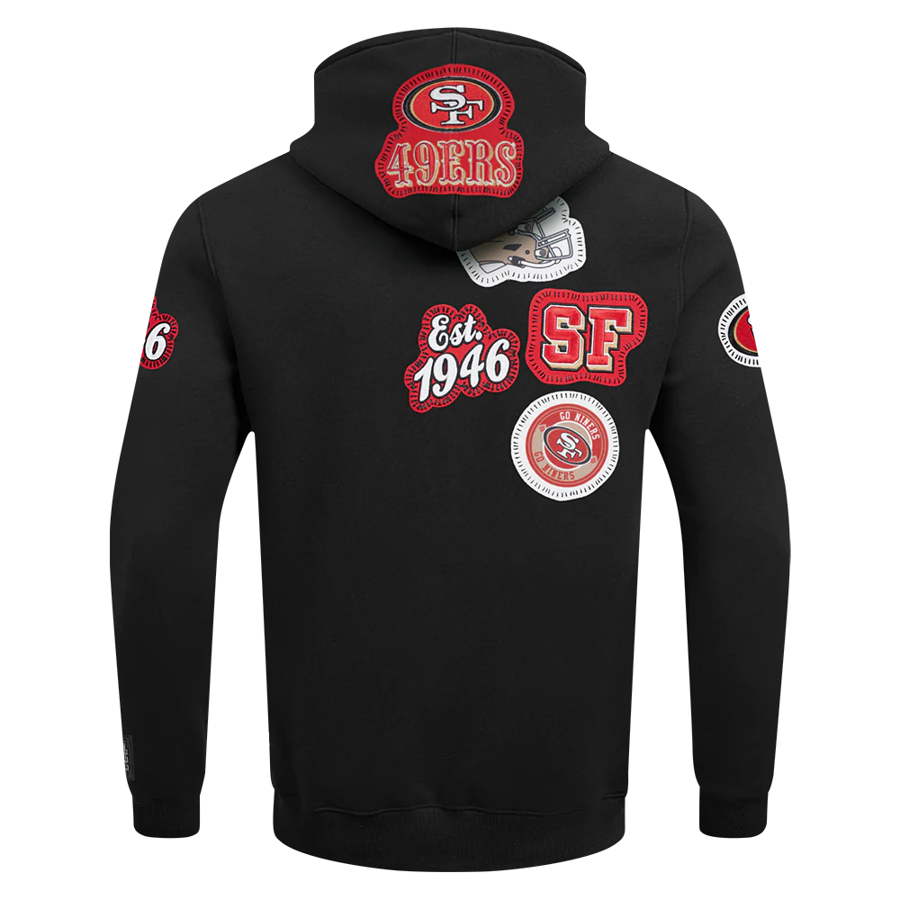 NFL SAN FRANCISCO 49ERS DIY PICK STITCH MEN'S DOUBLE KNIT PULLOVER HOODIE (BLACK) - Image 3