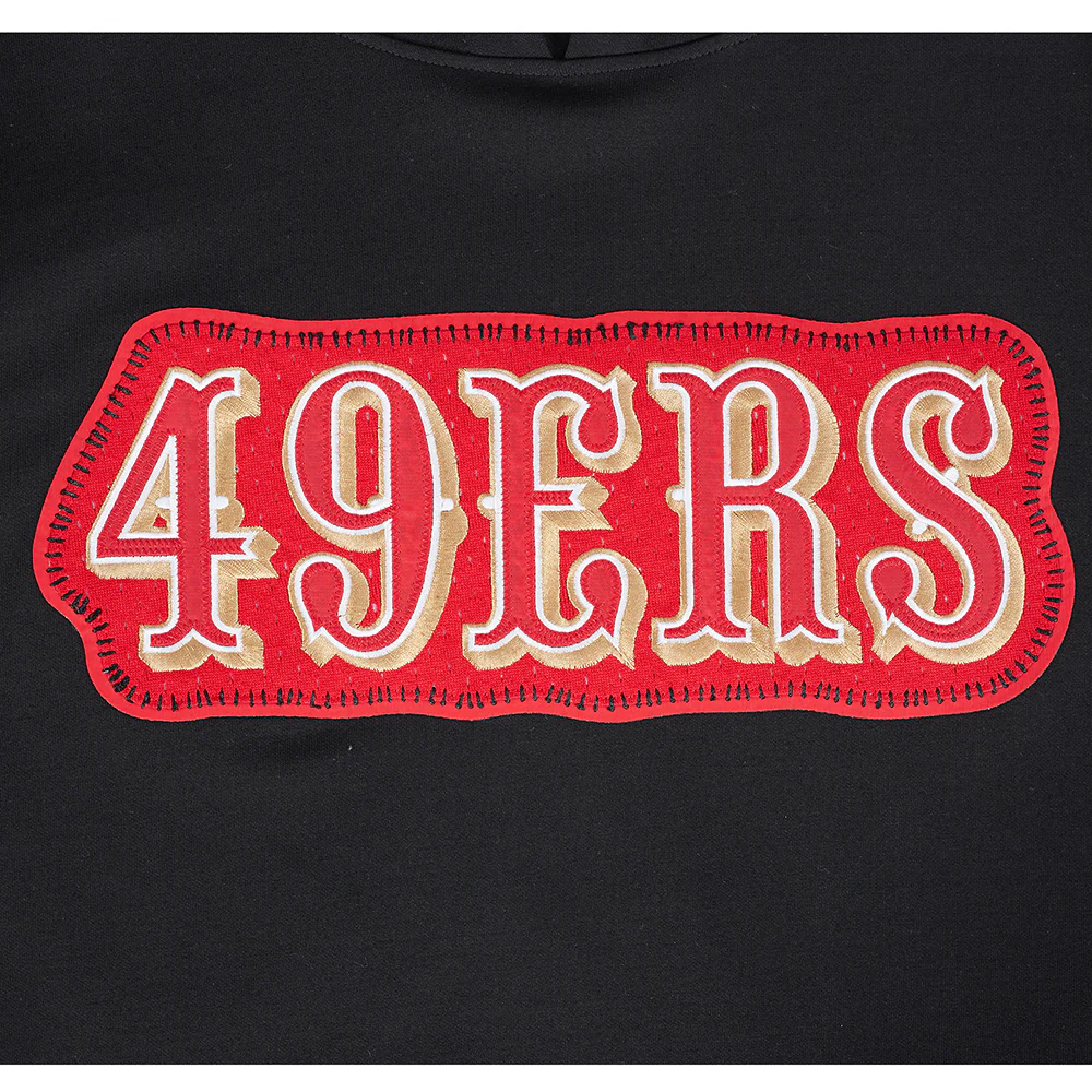 NFL SAN FRANCISCO 49ERS DIY PICK STITCH MEN'S DOUBLE KNIT PULLOVER HOODIE (BLACK) - Image 5