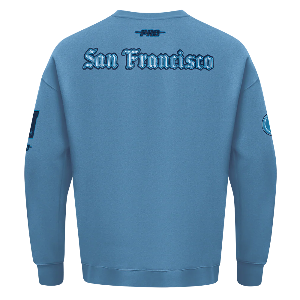 NFL SAN FRANCISCO 49ERS COUNTRY CLUB MEN'S DROP SHOULDER FLEECE CREWNECK (STEEL BLUE) - Image 3