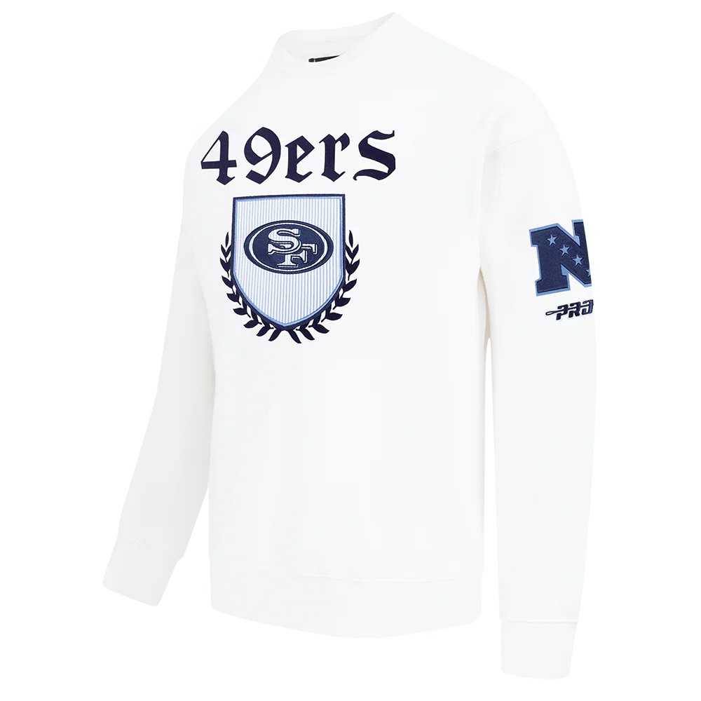 NFL SAN FRANCISCO 49ERS COUNTRY CLUB MEN'S DROP SHOULDER FLEECE CREWNECK (WHITE) - Image 2
