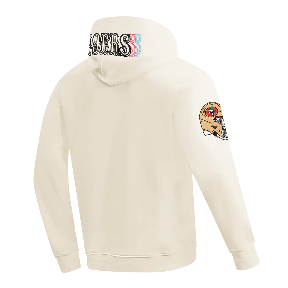 NFL SAN FRANCISCO 49ERS ECHO LOGO MEN'S FLEECE PULLOVER HOODIE (EGGSHELL) - Image 4