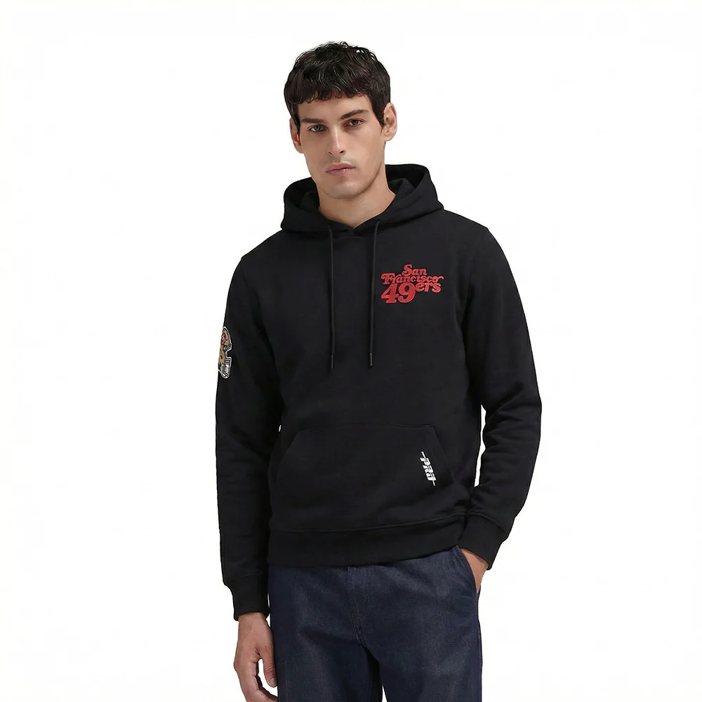 NFL SAN FRANCISCO 49ERS SOUVENIR MEN'S FLEECE PULLOVER HOODIE (BLACK)