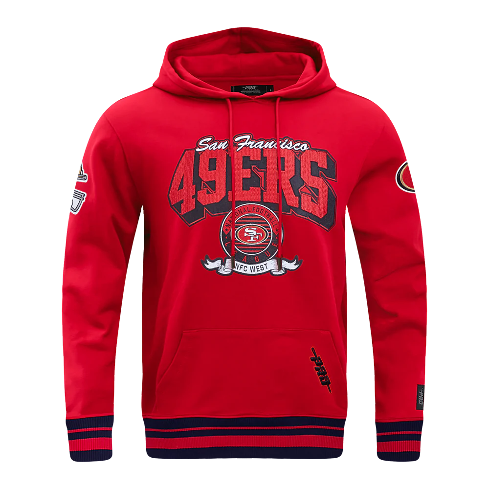 NFL SAN FRANCISCO 49ERS TEAM BADGE MEN'S RIB PO HOODIE (RED/BLACK) - Image 3