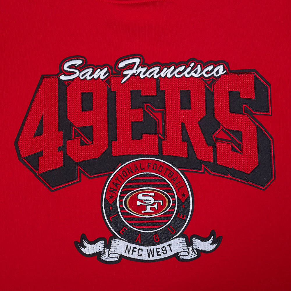 NFL SAN FRANCISCO 49ERS TEAM BADGE MEN'S RIB PO HOODIE (RED/BLACK) - Image 5
