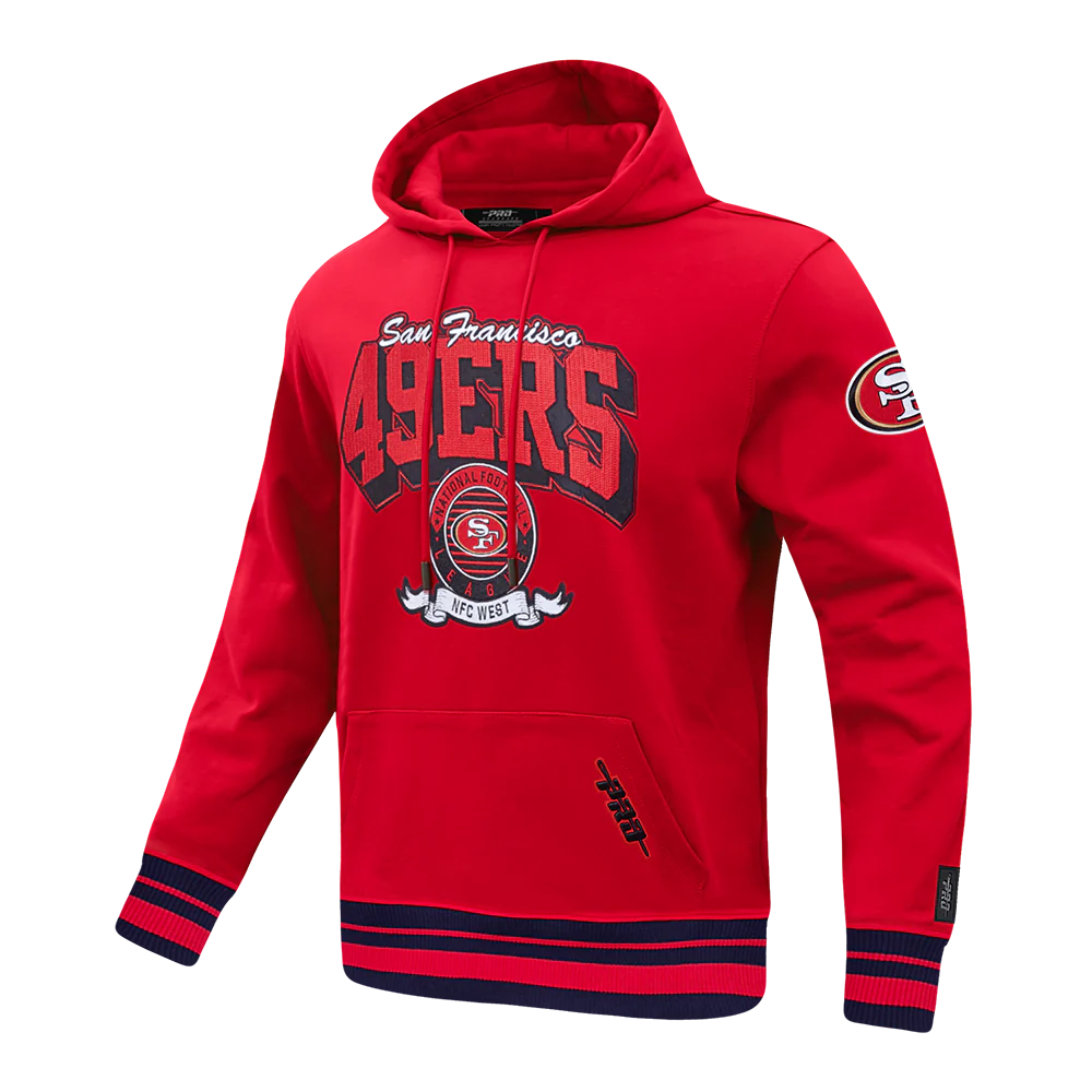 NFL SAN FRANCISCO 49ERS TEAM BADGE MEN'S RIB PO HOODIE (RED/BLACK) - Image 7