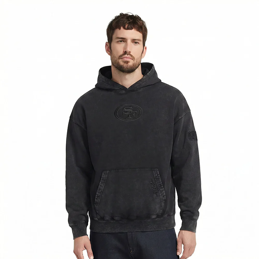 NFL SAN FRANCISCO 49ERS WASHED CLASSIC MEN'S ENZYME WASH DROP SHOULD (WASHED BLACK)