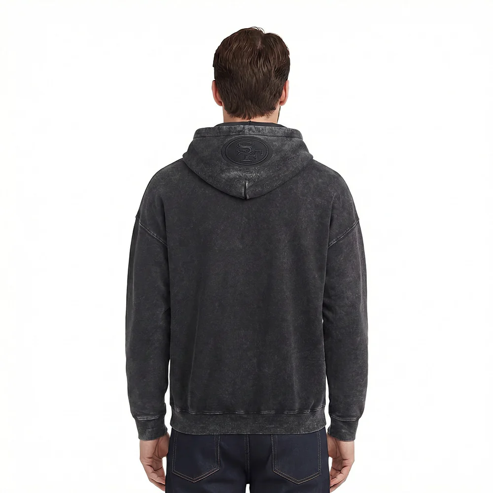 NFL SAN FRANCISCO 49ERS WASHED CLASSIC MEN'S ENZYME WASH DROP SHOULD (WASHED BLACK) - Image 2