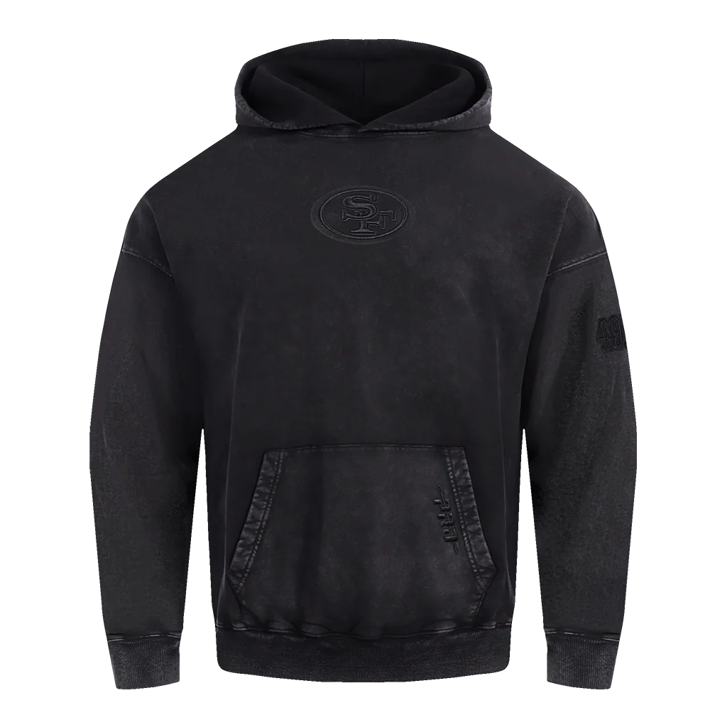 NFL SAN FRANCISCO 49ERS WASHED CLASSIC MEN'S ENZYME WASH DROP SHOULD (WASHED BLACK) - Image 3