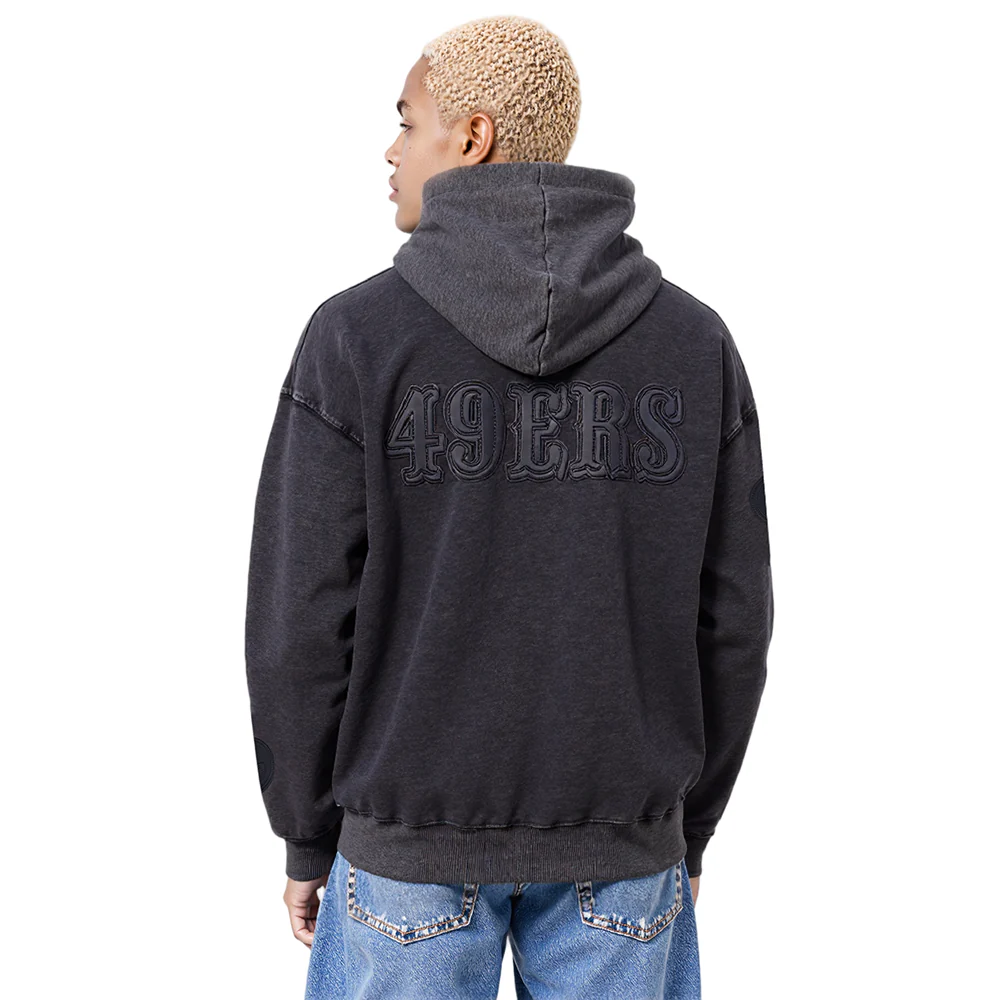 NFL SAN FRANCISCO 49ERS WASHED VANGUARD MEN'S ENZYME WASH DROP SHOUL (WASHED BLACK) - Image 8