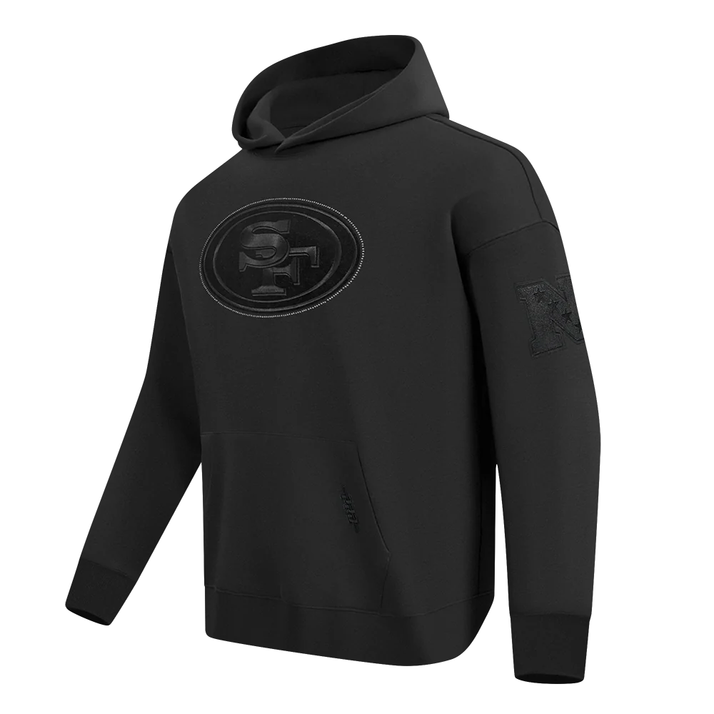 NFL SAN FRANCISCO 49ERS BLACKOUT MEN'S DROP SHOULDER FLC PO HOODIE (BLACK) - Image 3