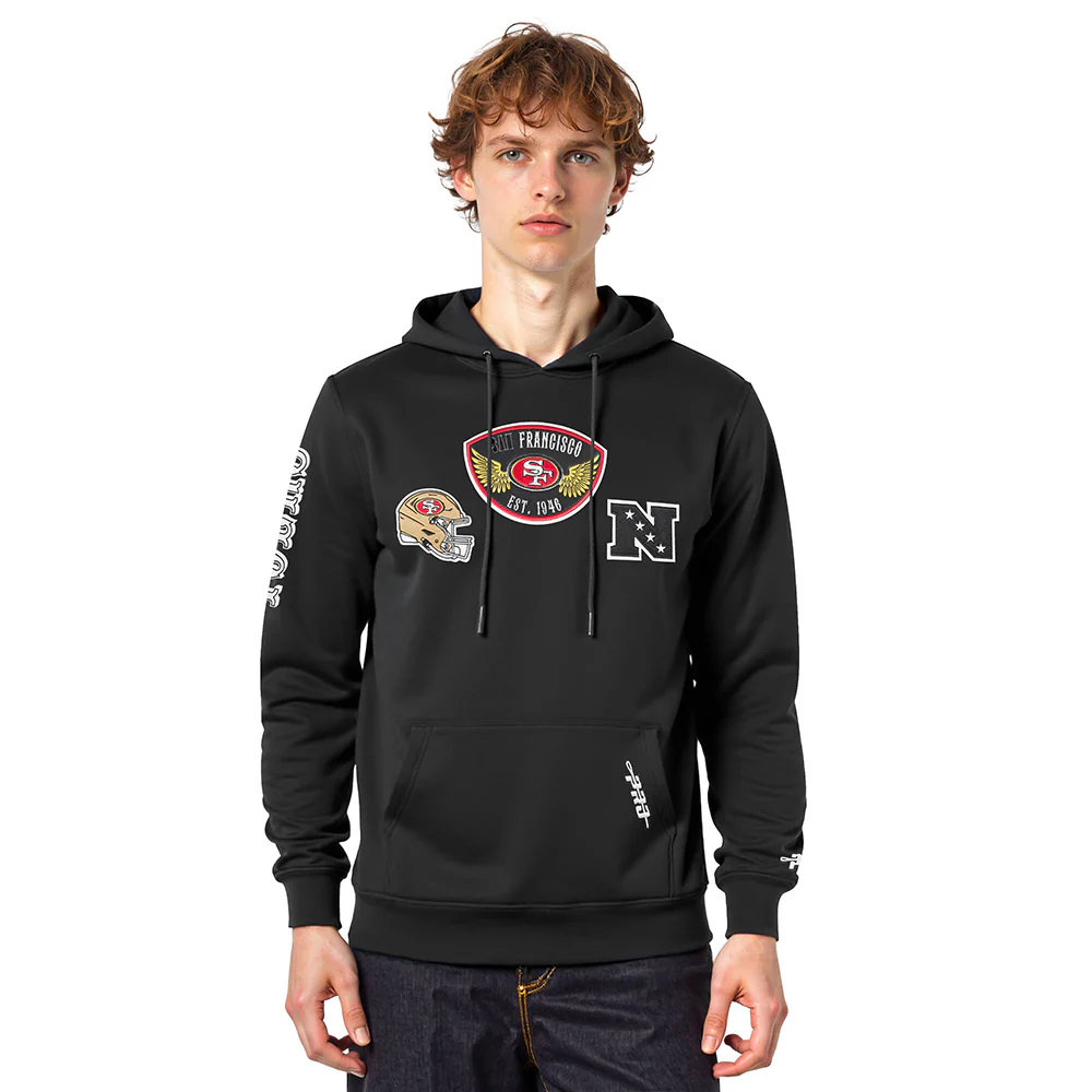 NFL SAN FRANCISCO 49ERS BORN FOR SPORT MEN'S FLC PO HOODIE (BLACK)