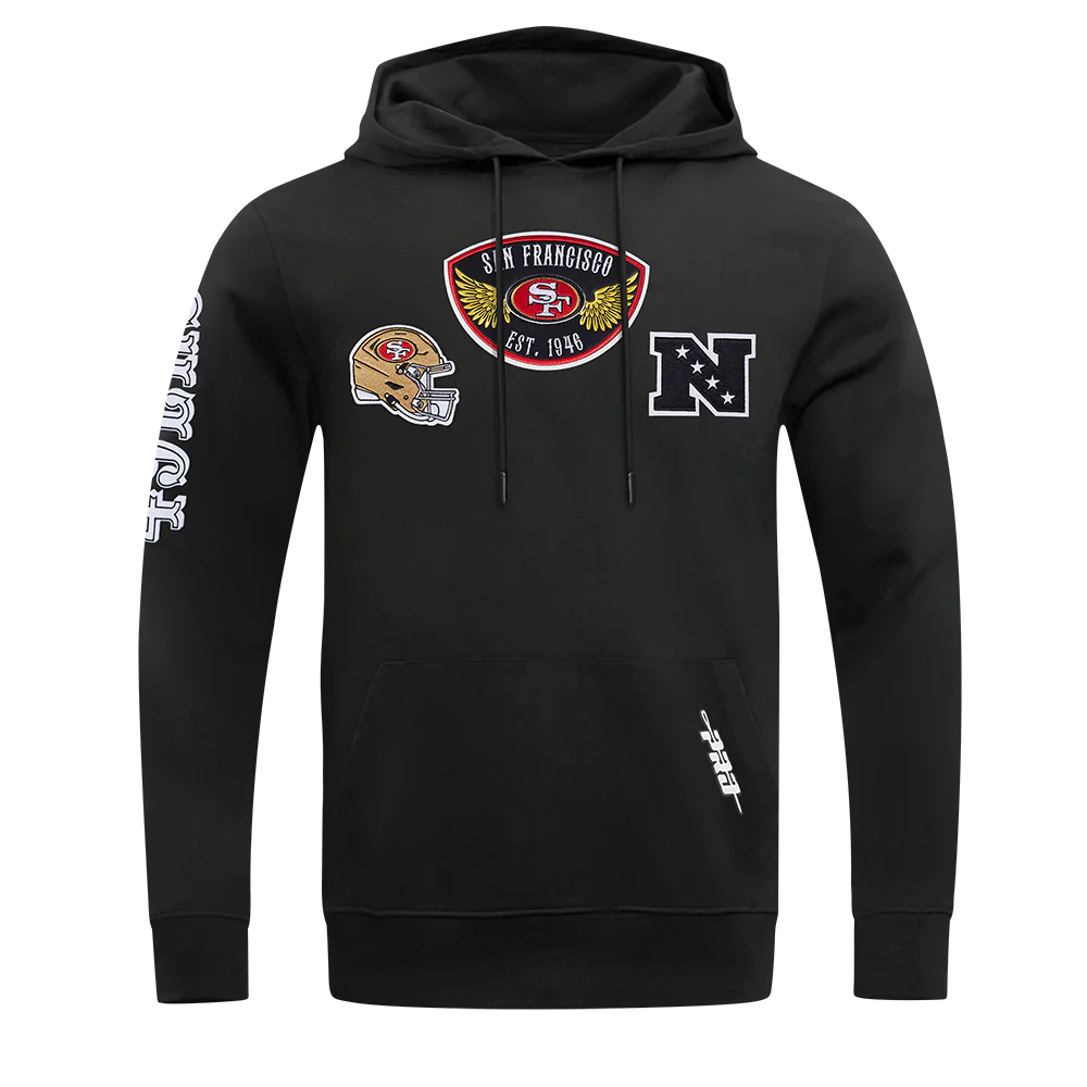 NFL SAN FRANCISCO 49ERS BORN FOR SPORT MEN'S FLC PO HOODIE (BLACK) - Image 3