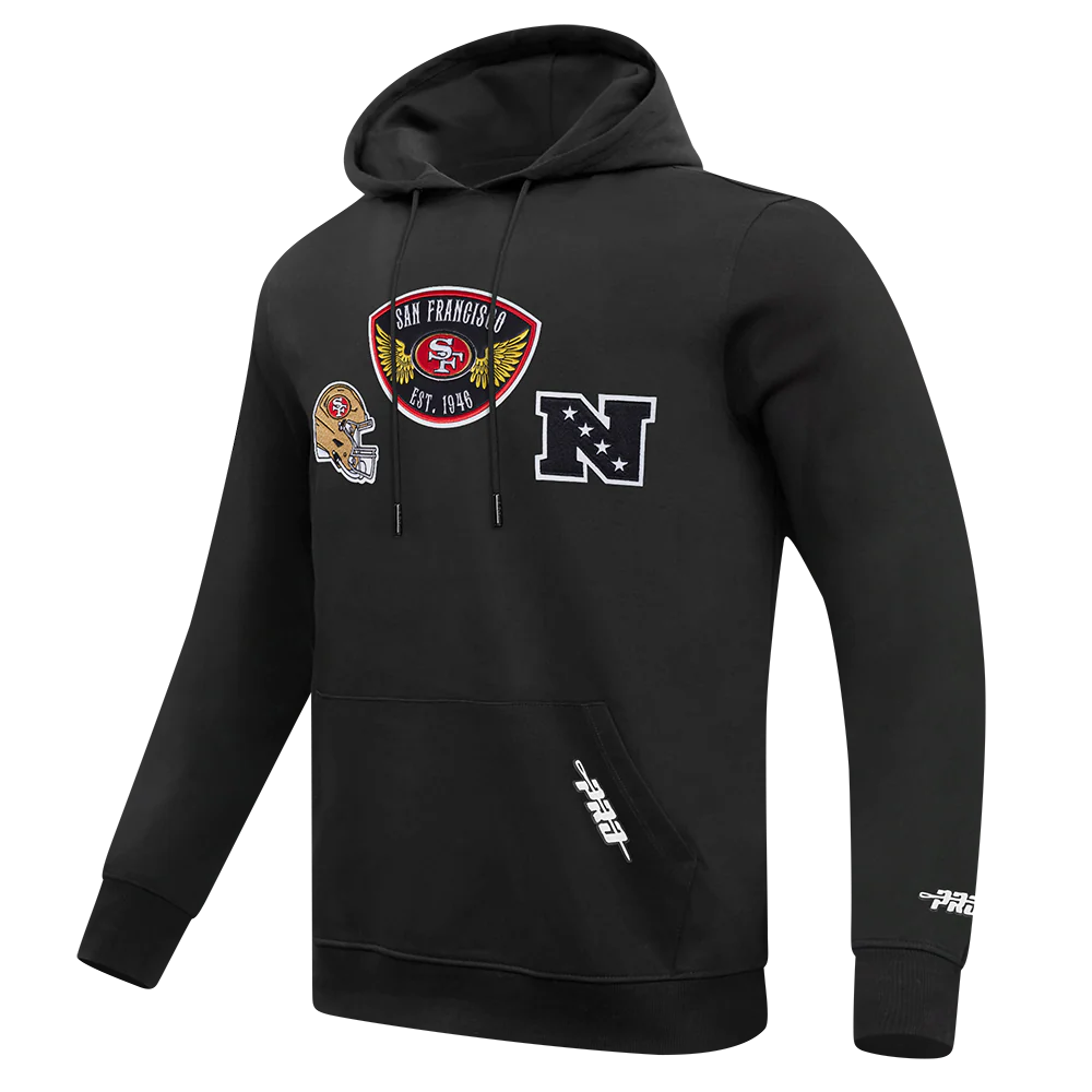 NFL SAN FRANCISCO 49ERS BORN FOR SPORT MEN'S FLC PO HOODIE (BLACK) - Image 4