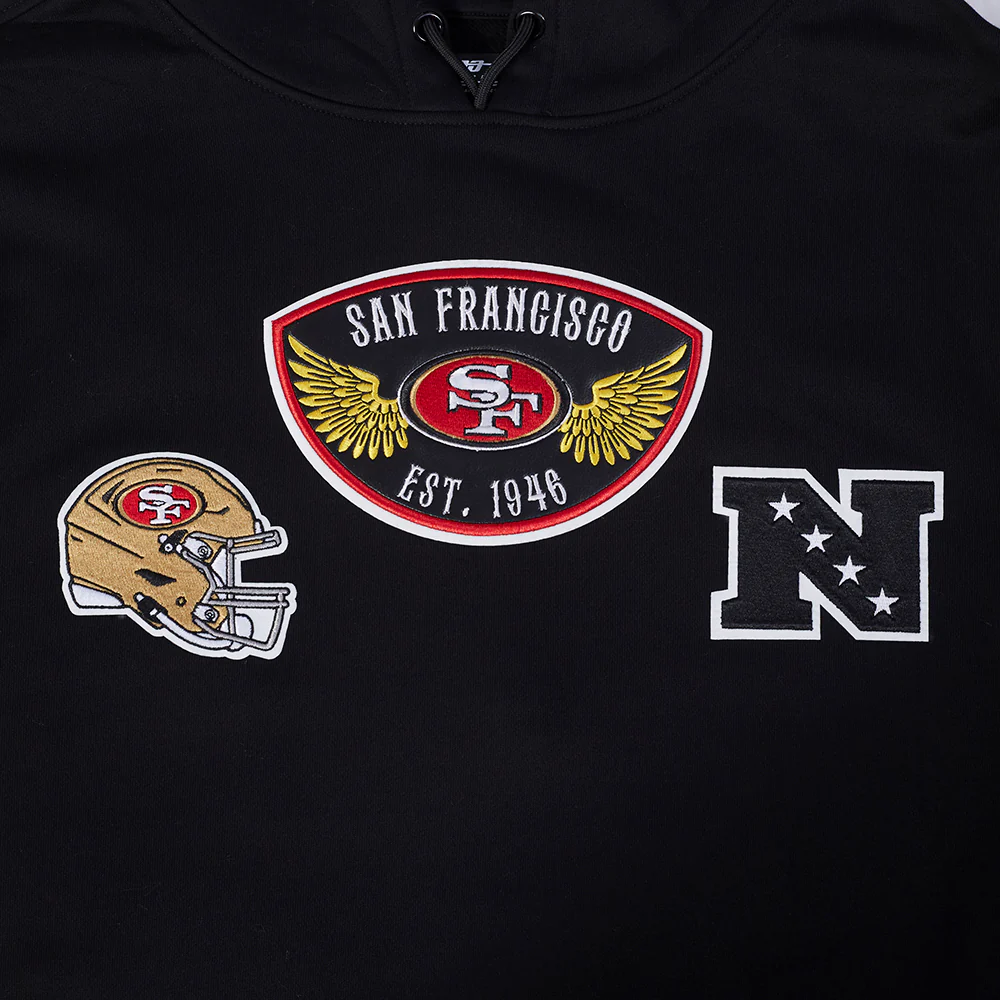 NFL SAN FRANCISCO 49ERS BORN FOR SPORT MEN'S FLC PO HOODIE (BLACK) - Image 7