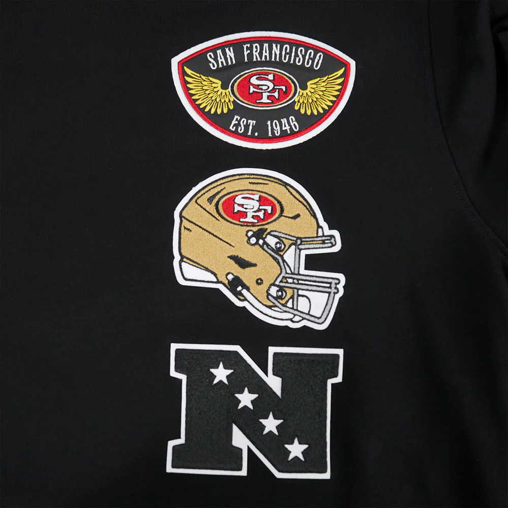 NFL SAN FRANCISCO 49ERS BORN FOR SPORT MEN'S FLC CREWNECK (BLACK) - Image 6