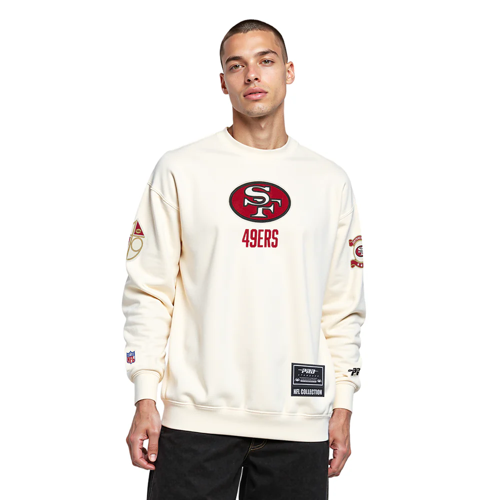 NFL SAN FRANCISCO 49ERS MODERN ORIGINALS MEN'S FLC CREWNECK (EGGSHELL)