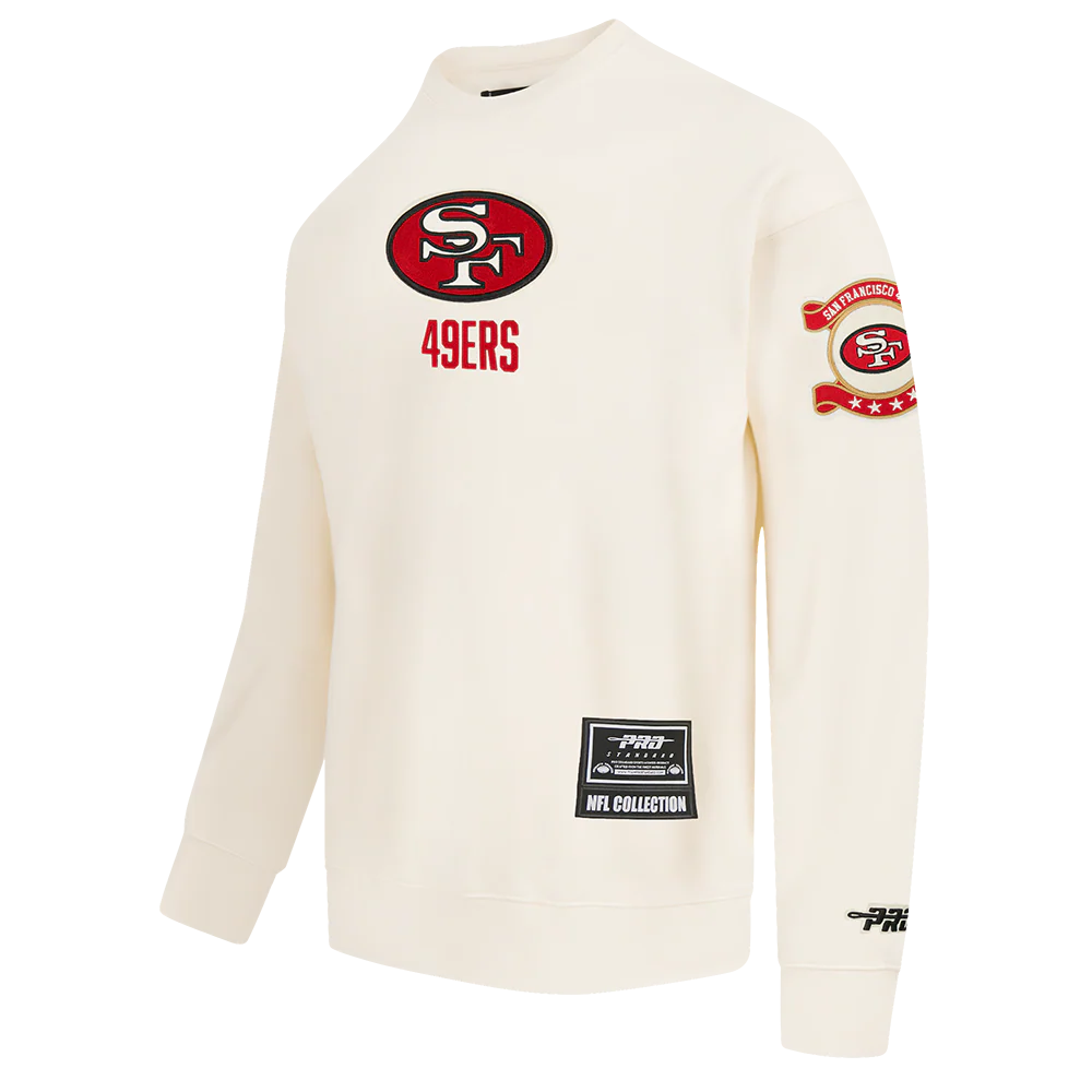 NFL SAN FRANCISCO 49ERS MODERN ORIGINALS MEN'S FLC CREWNECK (EGGSHELL) - Image 3