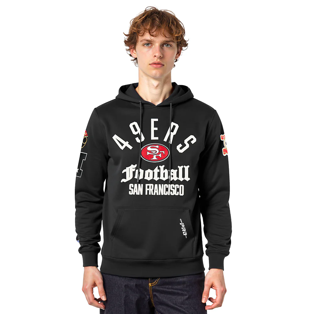 NFL SAN FRANCISCO 49ERS MODERN ORIGINALS MEN'S FLC PO HOODIE (BLACK)