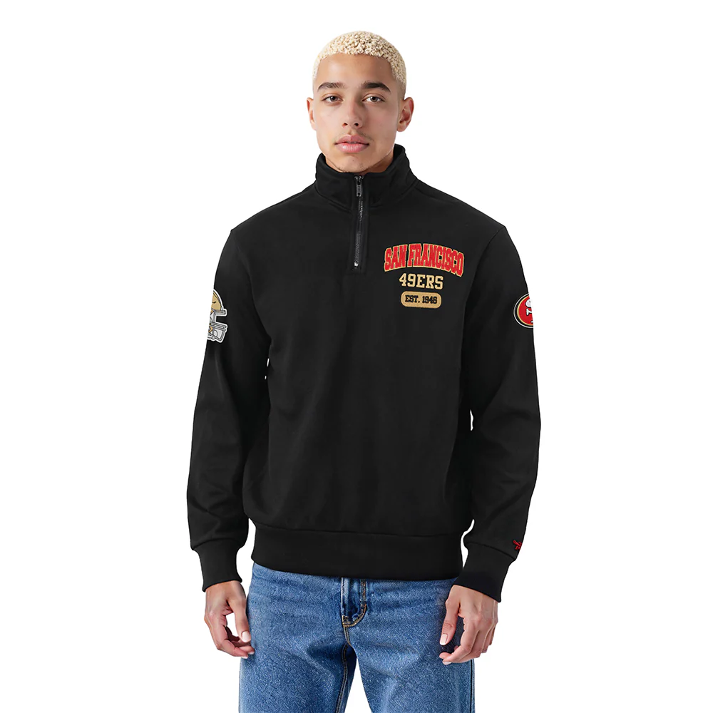 NFL SAN FRANCISCO 49ERS CITY ARCH MEN'S FLC 1/4 ZIP (BLACK)