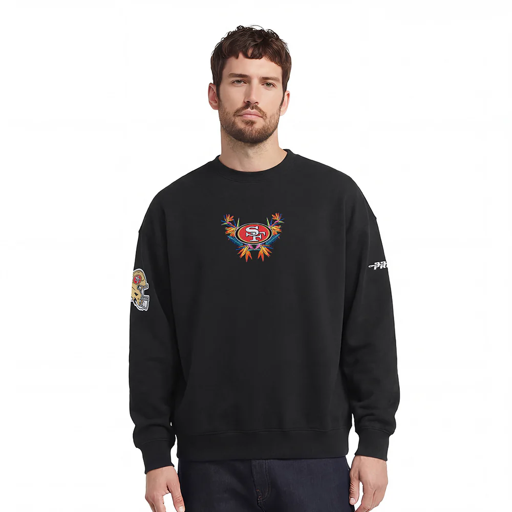 NFL SAN FRANCISCO 49ERS PARADISE MEN'S CREWNECK SWEATSHIRT (BLACK)