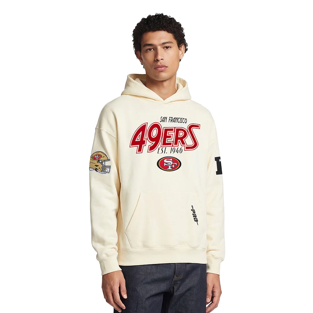 NFL SAN FRANCISCO 49ERS PARADISE MEN'S PULL OVER HOODIE (EGGSHELL)