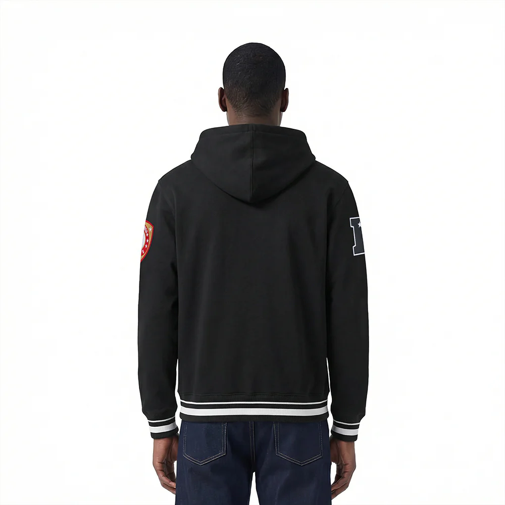 NFL SAN FRANCISCO 49ERS LETTERMAN MEN'S PULL OVER HOODIE (BLACK) - Image 2