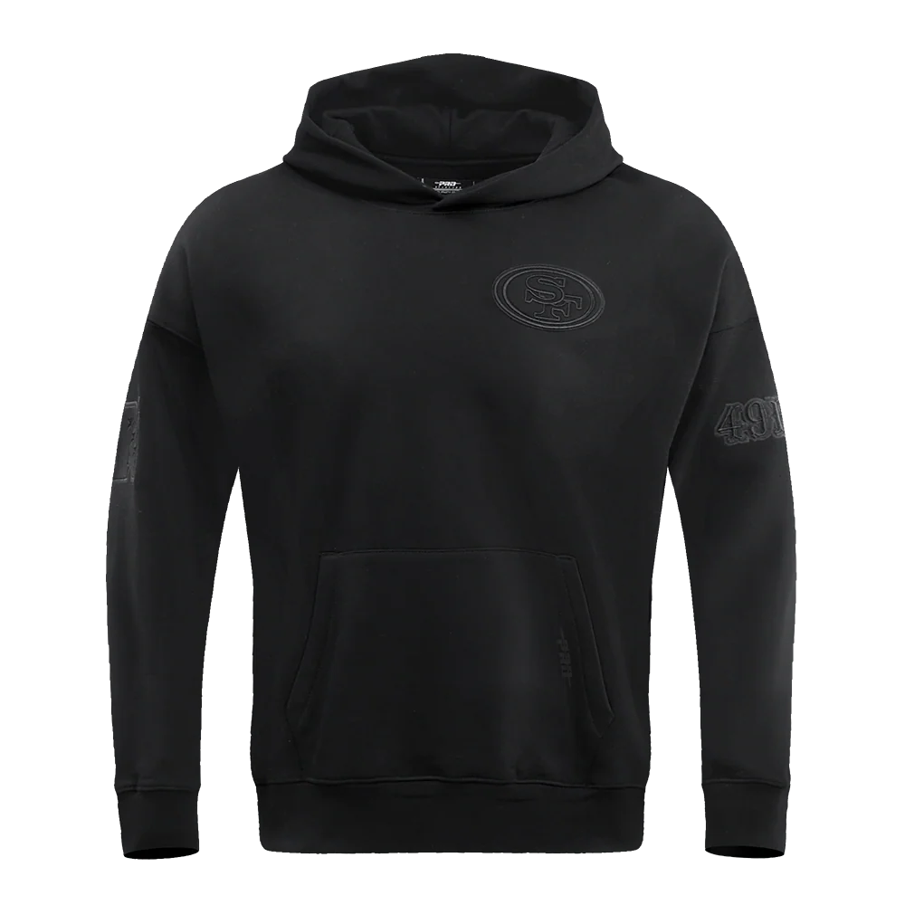 NFL SAN FRANCISCO 49ERS NEUTRAL DROP SHOULDER MEN'S PULLOVER HOODIE (BLACK)