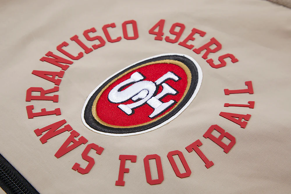 NFL SAN FRANCISCO 49ERS HYBRID MEN'S WOVEN FULL ZIP PULLOVER HOODIE (KHAKI) - Image 8