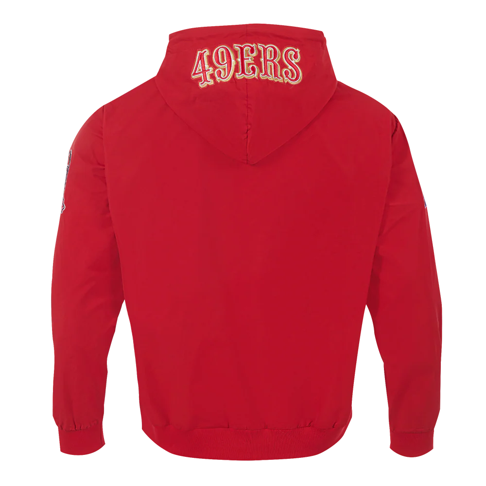 NFL SAN FRANCISCO 49ERS HYBRID WOVEN MEN'S FULL ZIP PULLOVER HOODIE (RED) - Image 3