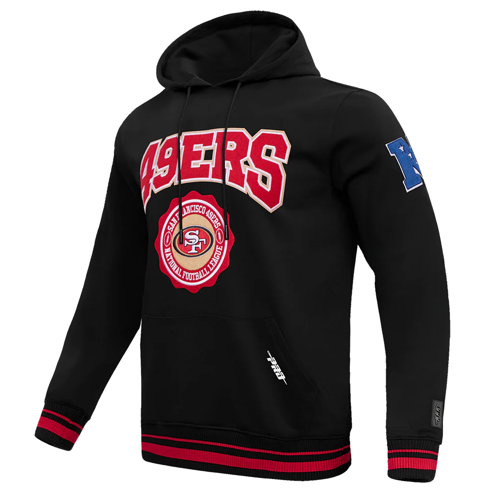 NFL SAN FRANCISCO 49ERS CREST EMBLEM RIB FLC PO HOODIE (BLACK/RED/BLACK) - Image 3
